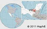 Gray Location Map of Balancan, highlighted country, highlighted parent region, hill shading