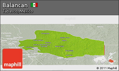 Physical Panoramic Map of Balancan, lighten, semi-desaturated