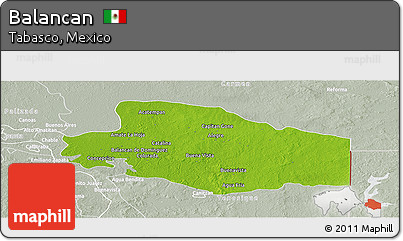 Physical Panoramic Map of Balancan, lighten, semi-desaturated