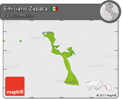 Physical Map of Emiliano Zapata, single color outside
