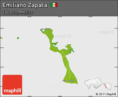 Physical Map of Emiliano Zapata, single color outside