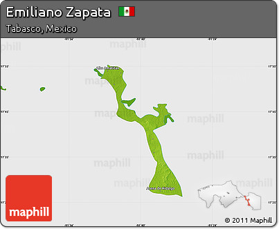 Physical Map of Emiliano Zapata, single color outside