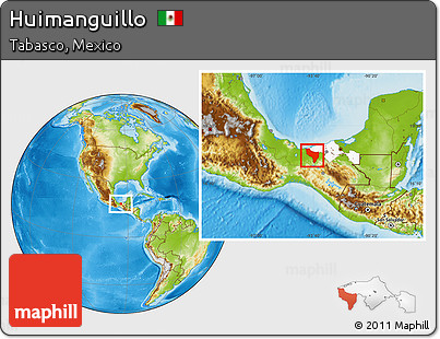 Physical Location Map of Huimanguillo, highlighted parent region