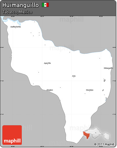 Gray Simple Map of Huimanguillo, single color outside