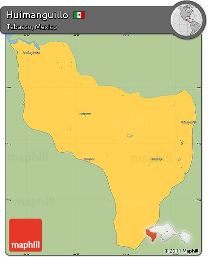 Savanna Style Simple Map of Huimanguillo, single color outside