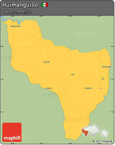 Savanna Style Simple Map of Huimanguillo, single color outside