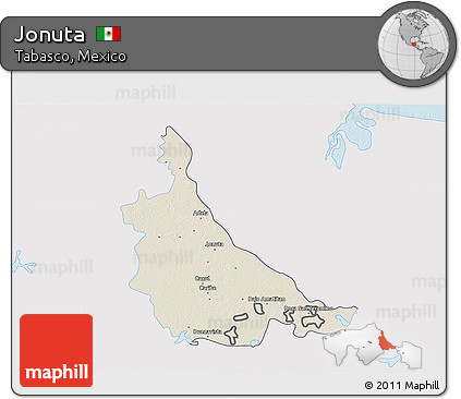 Shaded Relief 3D Map of Jonuta, single color outside