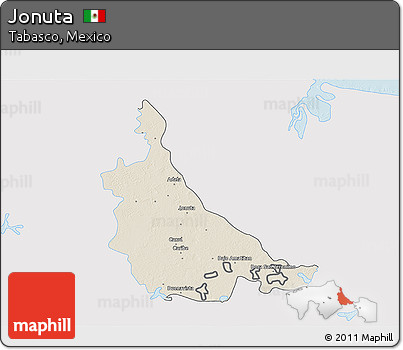Shaded Relief 3D Map of Jonuta, single color outside