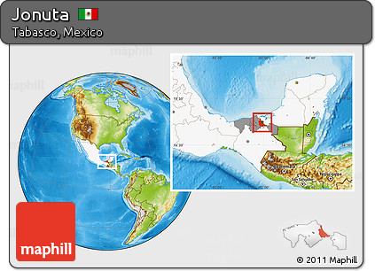 Physical Location Map of Jonuta, highlighted country, highlighted parent region