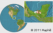 Satellite Location Map of Jonuta, highlighted parent region