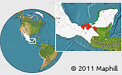 Satellite Location Map of Tabasco, highlighted country
