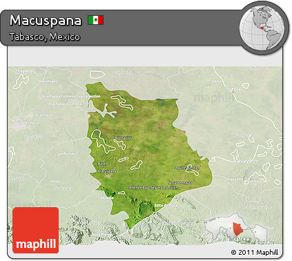 Satellite 3D Map of Macuspana, lighten