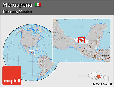 Gray Location Map of Macuspana, highlighted parent region