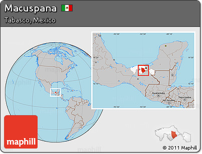 Gray Location Map of Macuspana, highlighted parent region