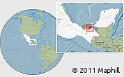 Savanna Style Location Map of Macuspana, highlighted country, highlighted parent region, hill shading