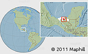 Savanna Style Location Map of Macuspana, highlighted parent region, hill shading