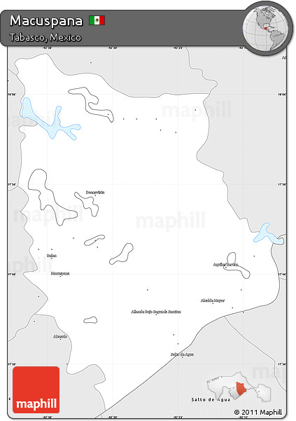 Silver Style Simple Map of Macuspana