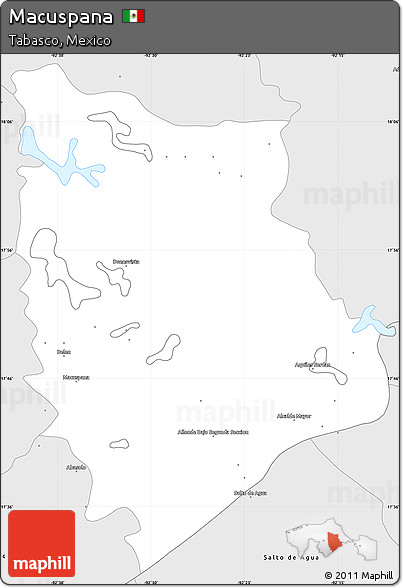 Silver Style Simple Map of Macuspana