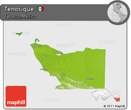 Physical 3D Map of Tenosique, single color outside