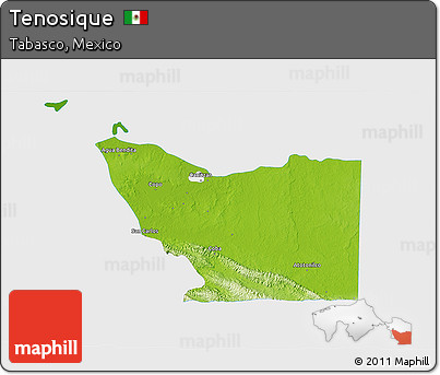 Physical 3D Map of Tenosique, single color outside