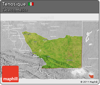 Satellite 3D Map of Tenosique, lighten, desaturated