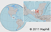 Gray Location Map of Tenosique, highlighted parent region, hill shading