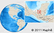 Shaded Relief Location Map of Tenosique, highlighted parent region
