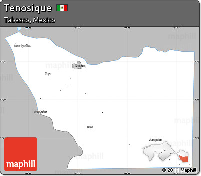 Gray Simple Map of Tenosique, single color outside