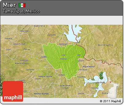Physical 3D Map of Mier, satellite outside