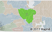 Political 3D Map of Mier, lighten, semi-desaturated
