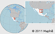 Gray Location Map of Mier, highlighted country, highlighted parent region, within the entire country, hill shading