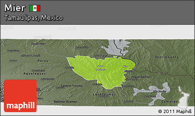 Physical Panoramic Map of Mier, darken, semi-desaturated