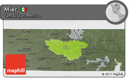 Physical Panoramic Map of Mier, darken, semi-desaturated