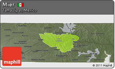 Physical Panoramic Map of Mier, darken, semi-desaturated