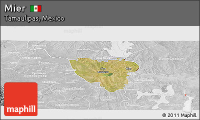 Satellite Panoramic Map of Mier, lighten, desaturated