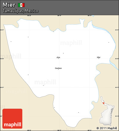 Classic Style Simple Map of Mier, single color outside