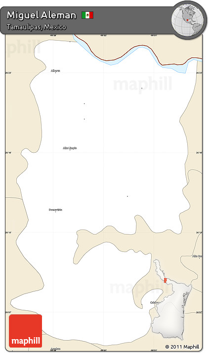 Classic Style Simple Map of Miguel Aleman