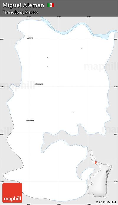 Silver Style Simple Map of Miguel Aleman, single color outside