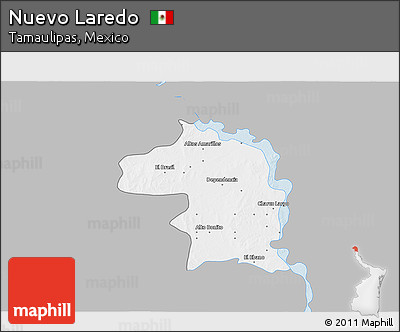 Gray 3D Map of Nuevo Laredo, single color outside