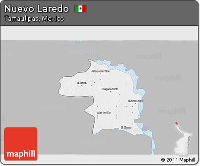 Gray 3D Map of Nuevo Laredo, single color outside