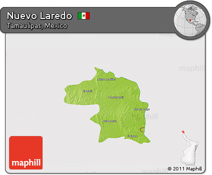 Physical 3D Map of Nuevo Laredo, cropped outside