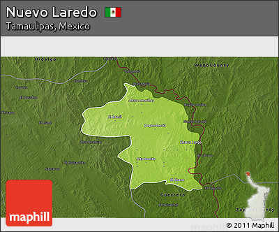 Physical 3D Map of Nuevo Laredo, darken
