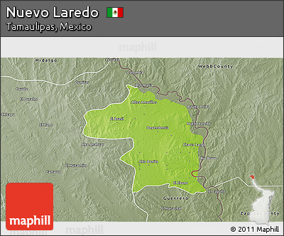 Physical 3D Map of Nuevo Laredo, semi-desaturated