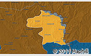 Political 3D Map of Nuevo Laredo, darken