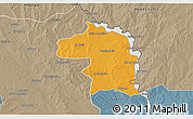 Political 3D Map of Nuevo Laredo, semi-desaturated