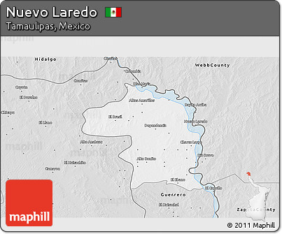 Silver Style 3D Map of Nuevo Laredo