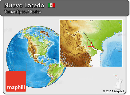 Physical Location Map of Nuevo Laredo, highlighted parent region