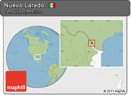 Savanna Style Location Map of Nuevo Laredo, highlighted parent region