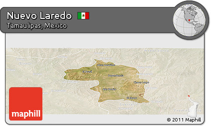 Satellite Panoramic Map of Nuevo Laredo, lighten