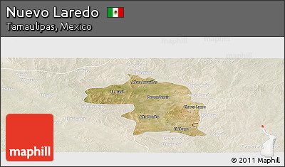 Satellite Panoramic Map of Nuevo Laredo, lighten